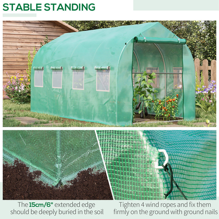 Polytunnel Greenhouse with Windows and Door, Walk in Greenhouse for Garden, Backyard (4 x 2 M)