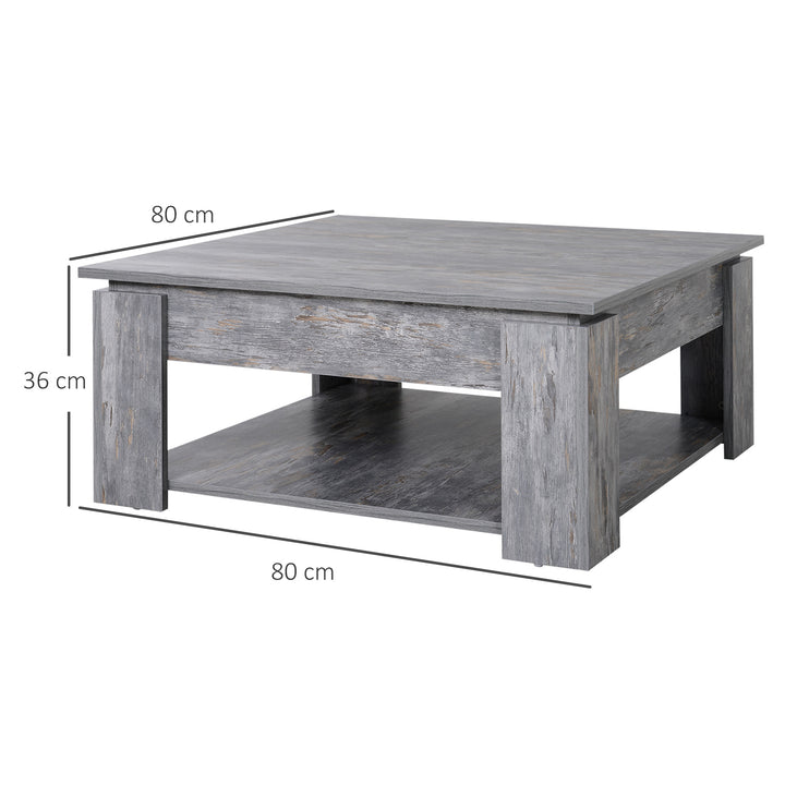 MCL 2 Tier Wood Coffee Table Side Table Bottom Storage Shelf  Simple Modern Living Room Grey Wood Grain