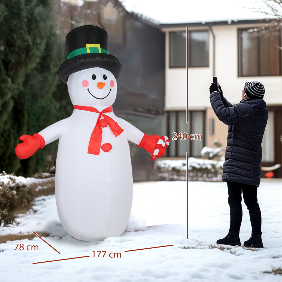 Outsunny 8FT Christmas Inflatable Outdoor Decoration with Dynamic Disco &amp; LED Lights, Self-Inflating Christmas Blow Up Snowman for Garden, Indoor Outdoor Home Decor