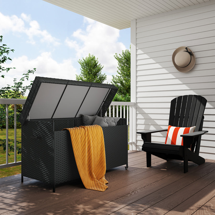 627 L Rattan Storage Box - Black