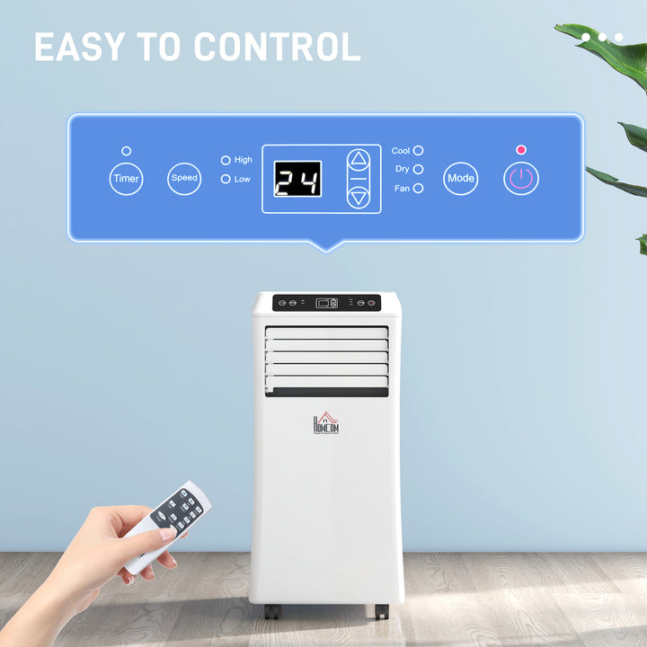 HOMCOM Mobile Air Conditioner with Remote Control, Timer, Cooling Dehumidifying Ventilating, LED Display White - 1003W | Aosom UK