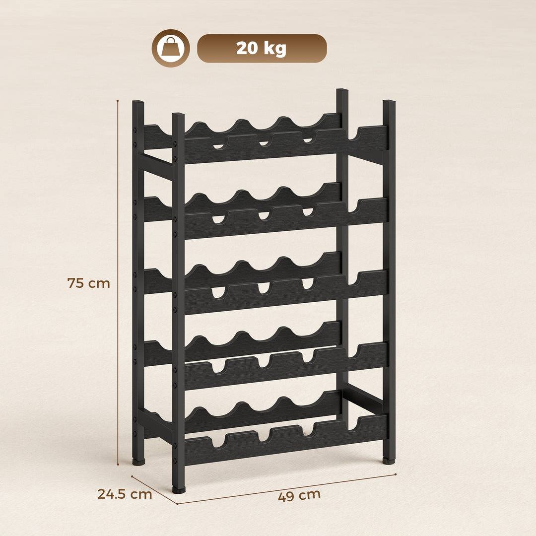 Wine Rack Freestanding Industrial Liquor Cabinet 5-Tier 20 Bottles Bar