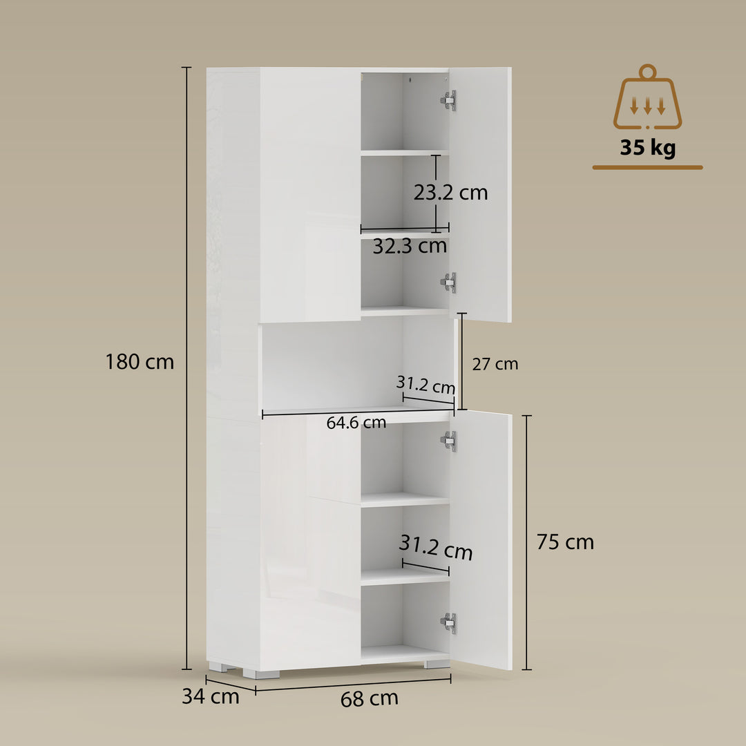 180 cm Tall Kitchen Cupboard, Pantry Storage Cabinet with Soft Close D