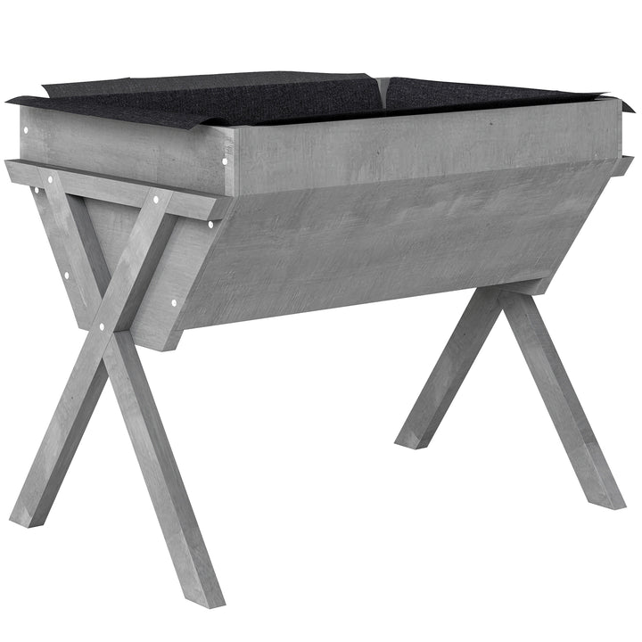 Wooden Raised Garden Bed with Bed Liner, Elevated Planter Box with Leg
