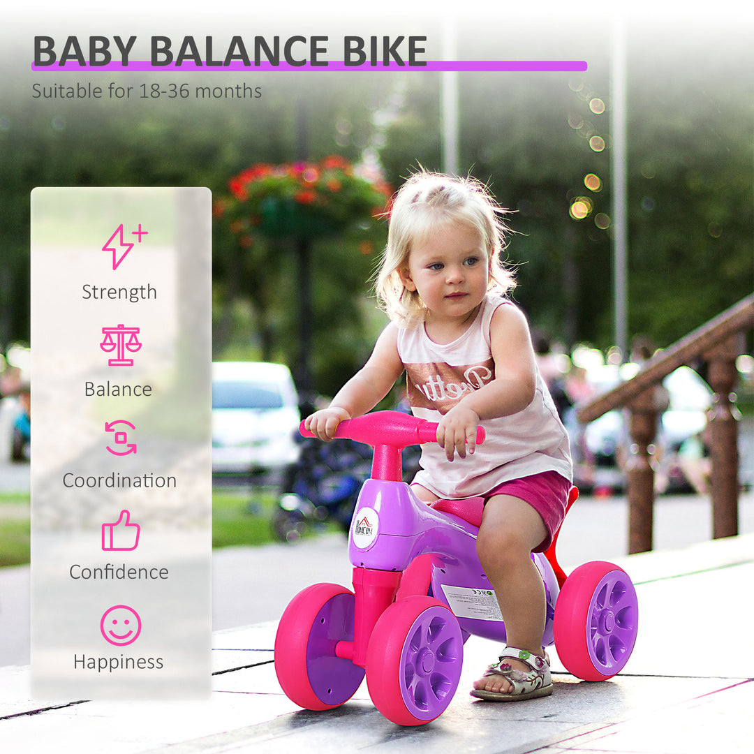 MCL Baby Balance Bike Toddler Training Walker Smooth Rubber Wheels Ride on Toy Storage Bin Gift for Boys Girls Violet Fuchsia