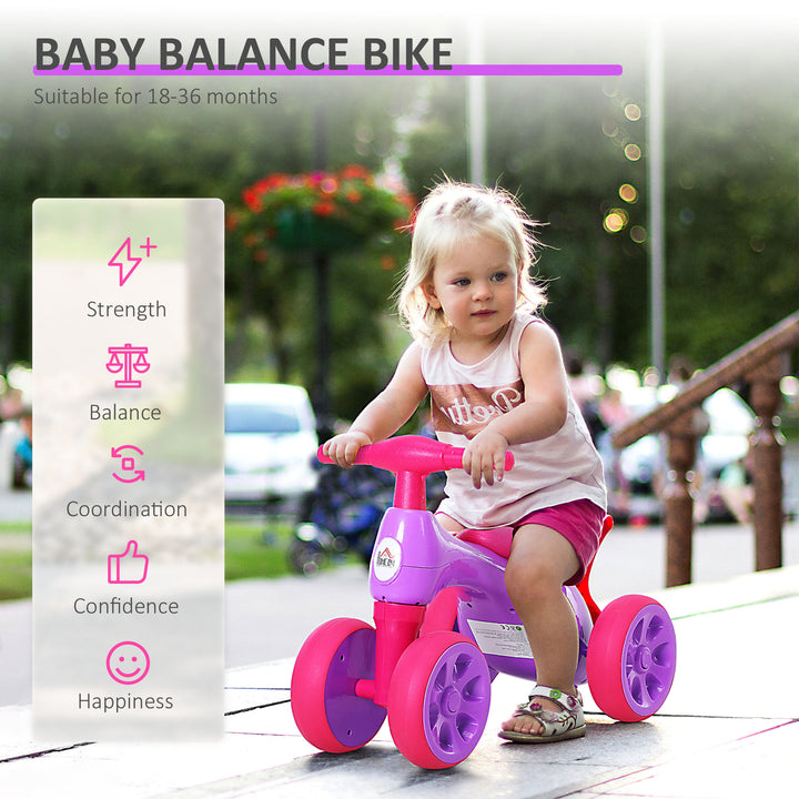 MCL Baby Balance Bike Toddler Training Walker Smooth Rubber Wheels Ride on Toy Storage Bin Gift for Boys Girls Violet Fuchsia