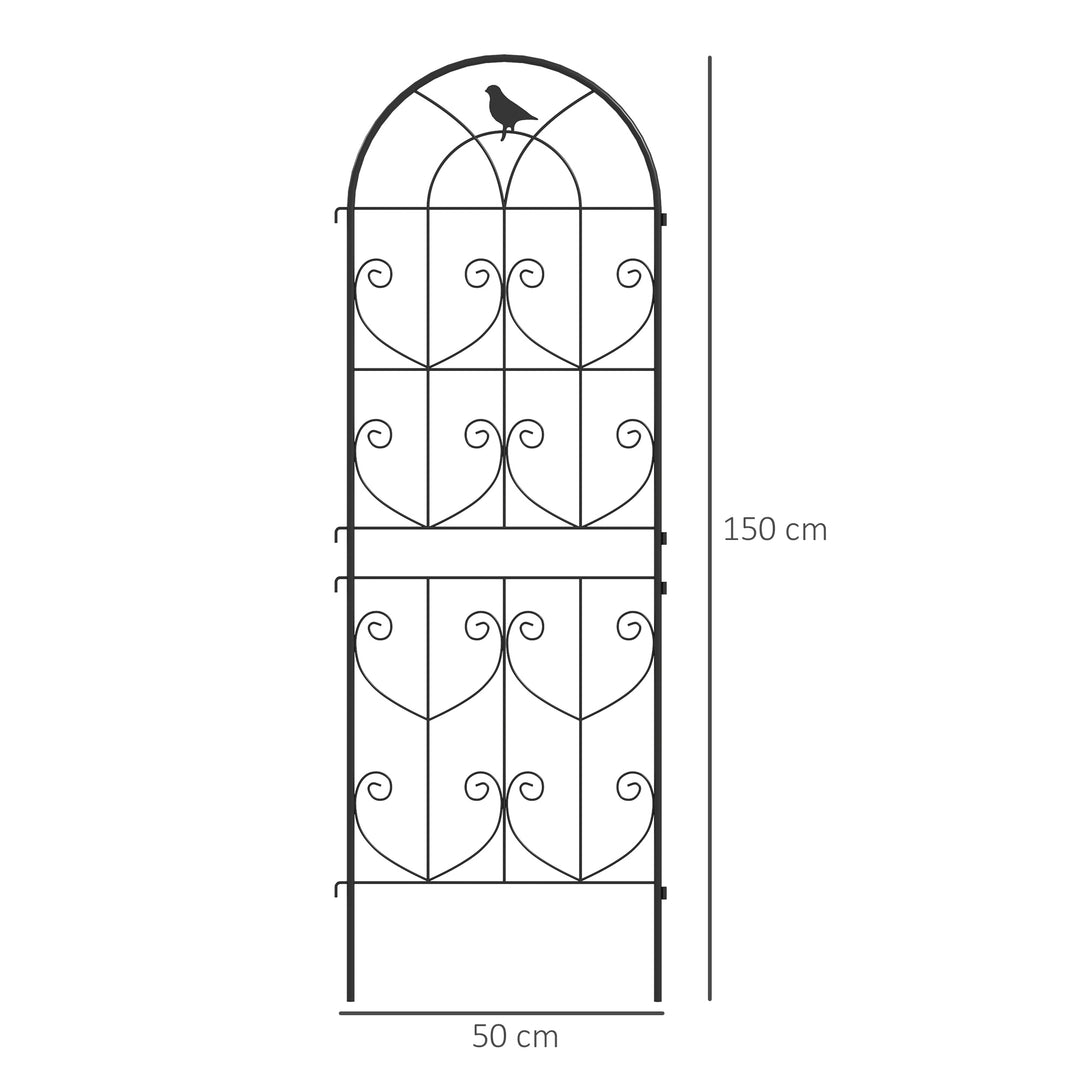 Set of 2 Garden Trellis, Metal Fence Panels for Climbing Outdoor Plants, Flowers, 150 x 50cm