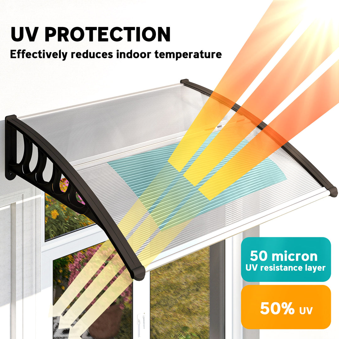 Front Door Canopy, Outdoor Awning, Rain Shelter for Window, Porch and Front/Back Door, Clear 103 x 96.5 cm