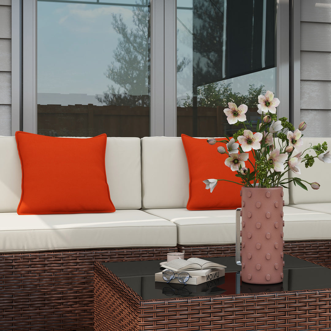 Seven-Piece Rattan Garden Set, with Glass-Top Table - Brown/Beige