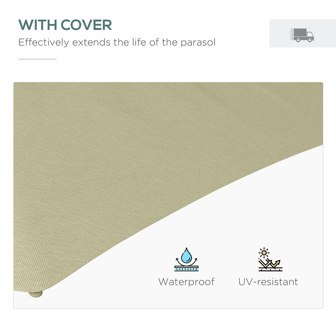 3(m) Solar LED Cantilever Parasol - Beige