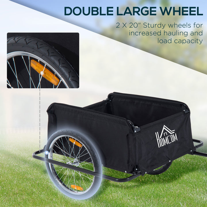 Two-Wheel Bicycle Large Cargo Wagon Trailer Oxford Fabric, Folding Storage, & Removable Cover, Red&Black