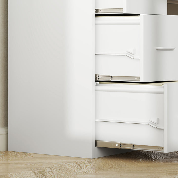 Four-Drawer Modern Steel Filing Cabinet - White