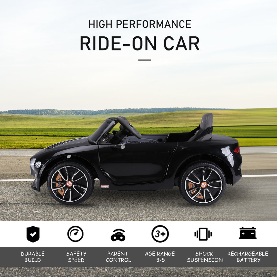 Bentley GT Licensed 12V Electric Car for Kids, Kid's Electric Ride on with Remote Control, Ride on Car with LED Lights, Music, for 3-5 Years, Black