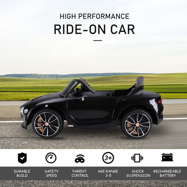 Bentley GT Licensed 12V Electric Car for Kids, Kid's Electric Ride on with Remote Control, Ride on Car with LED Lights, Music, for 3-5 Years, Black