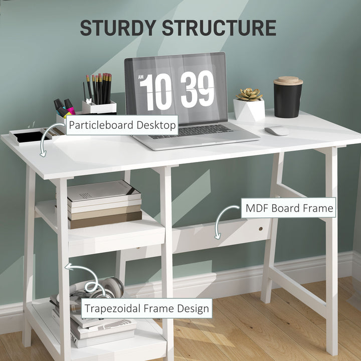 Compact Computer Desk with Storage Shelves, Study Table with Bookshelf, PC Table Workstation for Home Office, Study, Easy Assembly, 106 x 51cm, White