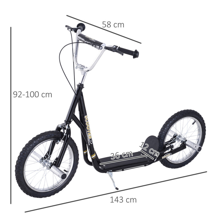 MCL Stunt Scooter, Kids Scooter with 16" Big Wheels, Adjustable Height, Dual Brakes, for Ages 5+ Years, Black