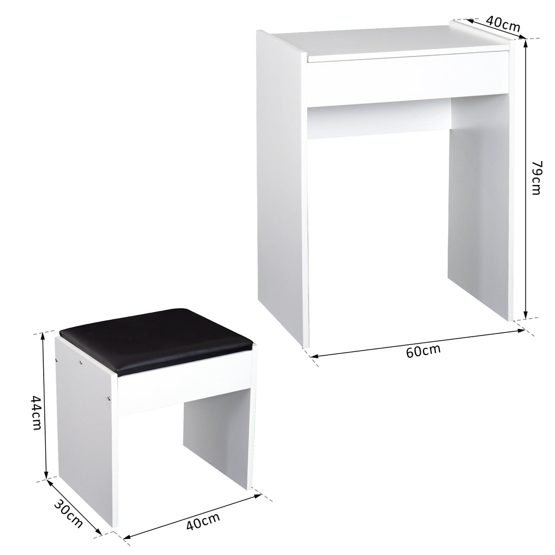 HOMCOM Dressing Table with Padded Stool, Flip-up Mirror Dresser, Multi-purpose Vanity Set, White | Aosom UK