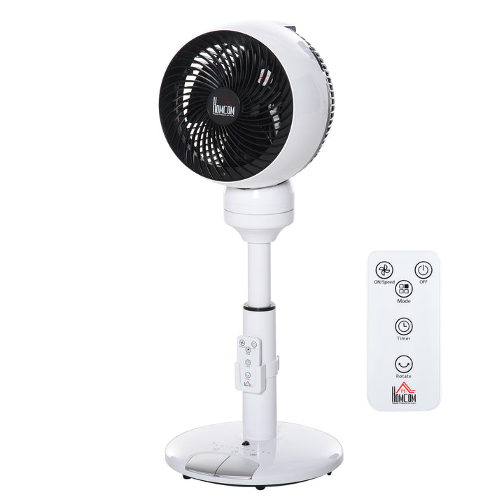 HOMCOM 28'' Air Circulator Fan 3 Speed 3 Mode, 70° Oscillation 90° Vertical Tilt, Height Adjustable, Remote Controller, Black & White | Aosom UK