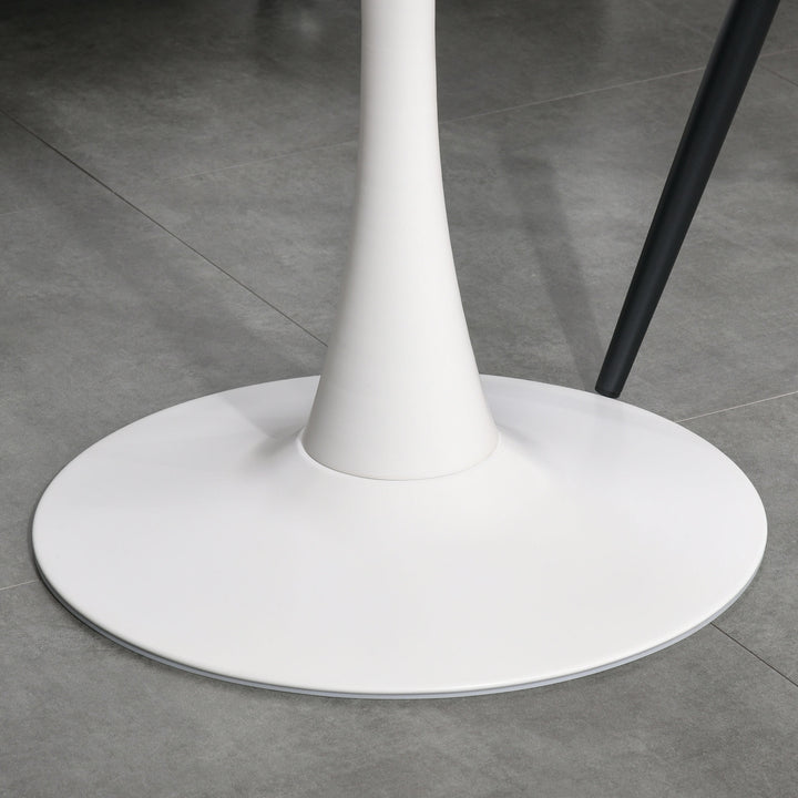 Modern Round Dining Table Leisure Coffee Bistro Table with Metal Base for Kitchen & Dining Room White
