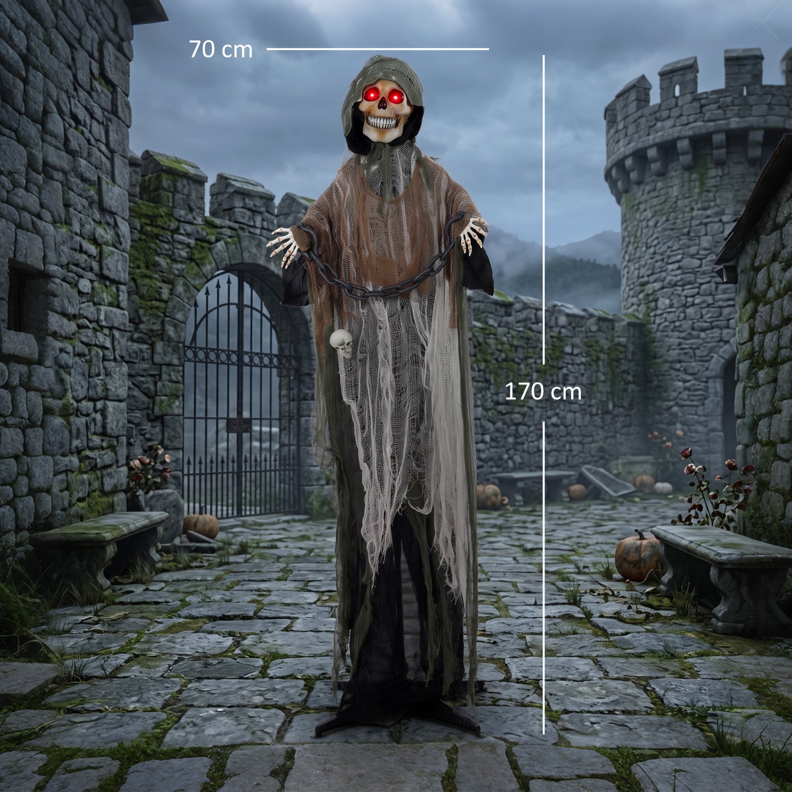 170cm Animated Grim Reaper, Life-Size Halloween Animatronic with Movin
