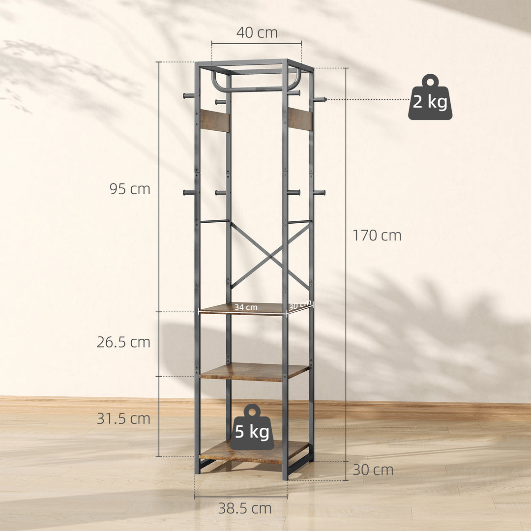 Multi-Storage Clothes Rack - Brown/Black