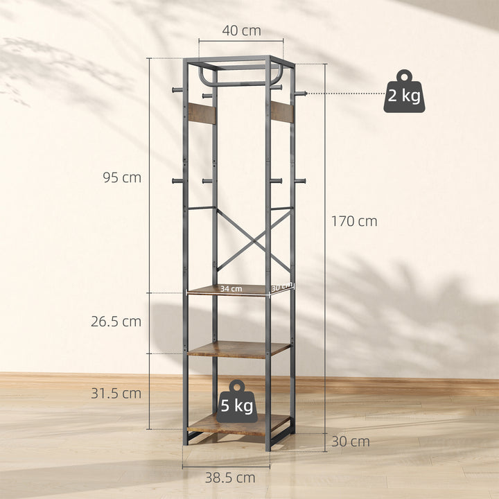 Multi-Storage Clothes Rack - Brown/Black