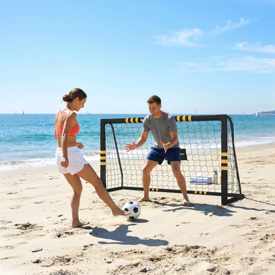 Football Goal, 6 x 4ft Portable Football Net with EPE Foam Padding, PV