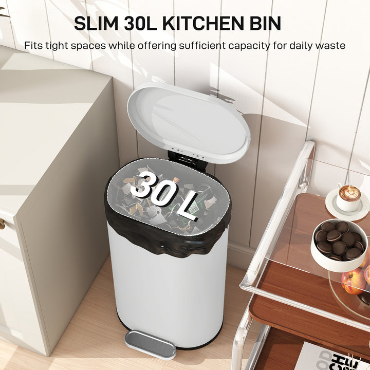 30 L Modern Curved Kitchen Bin - Cream