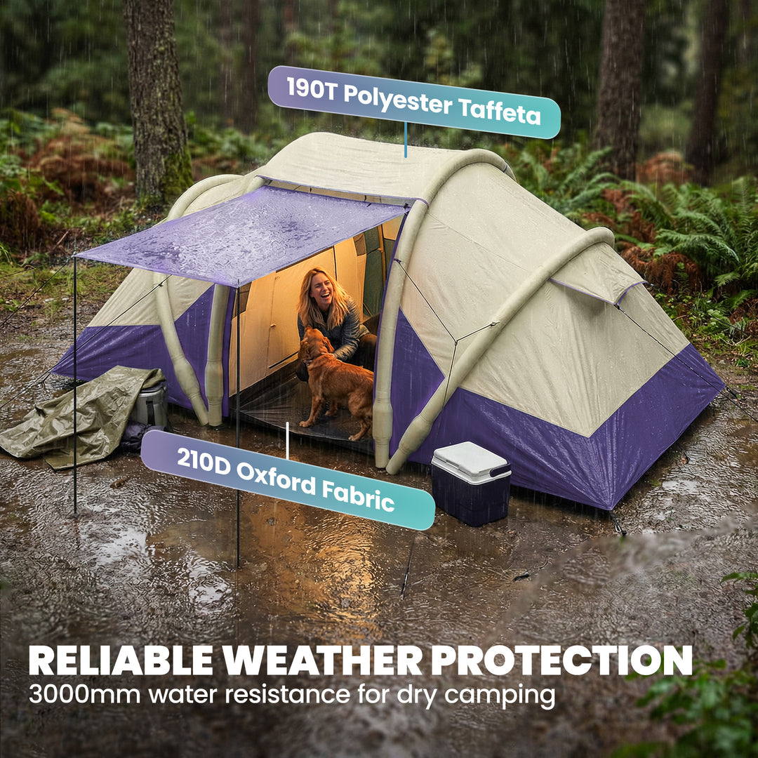 Inflatable Tent 2 Bedroom Tunnel Design Windproof Air Tent with Carry 