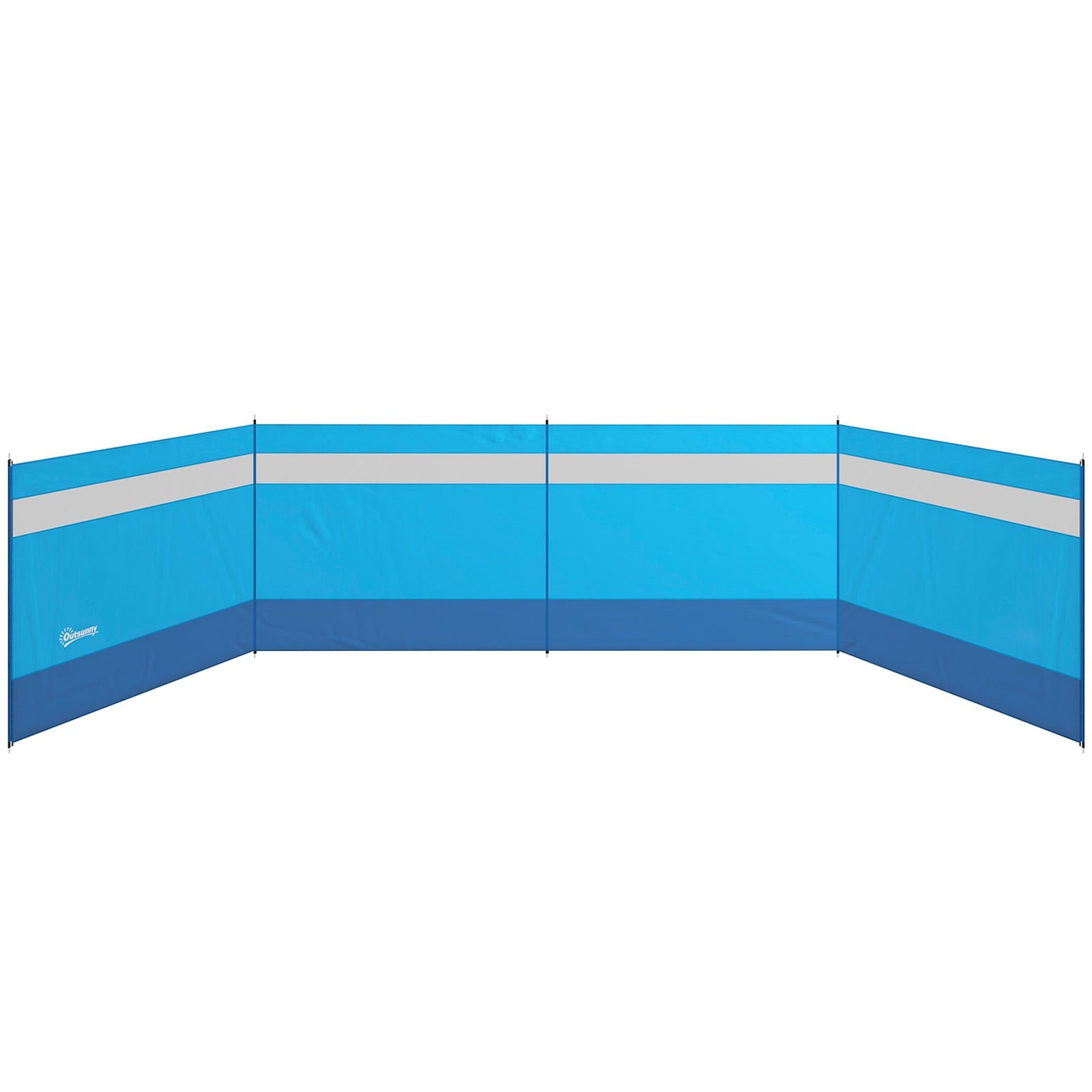 Camping Windbreaker with Clear Windows, Carry Bag and Steel Poles, for Beach Caravan Campervan, 725 x 140cm, Blue