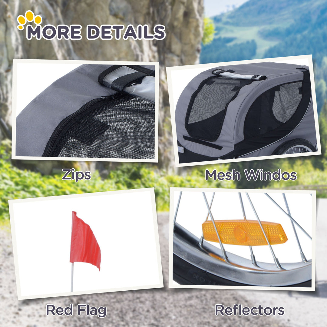 MCL Steel Dog Bike Trailer Pet Cart Carrier for Bicycle Kit Water Resistant with Hitch Coupler Travel Grey and Black