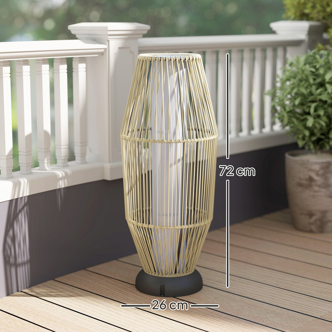Garden Rattan Lamp, 72 cm Tall Solar Rattan Floor Lamp, Solar Garden Light with Auto On/Off LED, IP44 for Outdoor, Porch, Pathway, Terrace, Grey