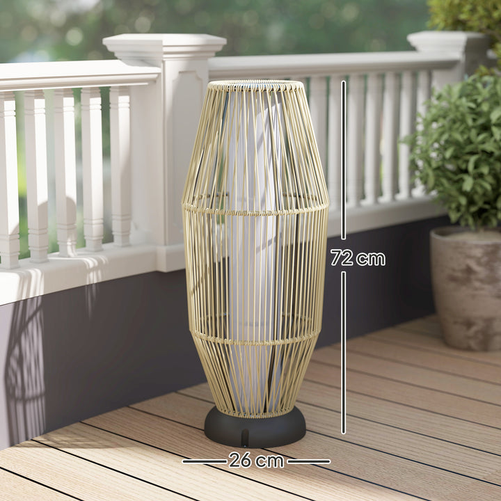 Garden Rattan Lamp, 72 cm Tall Solar Rattan Floor Lamp, Solar Garden Light with Auto On/Off LED, IP44 for Outdoor, Porch, Pathway, Terrace, Grey