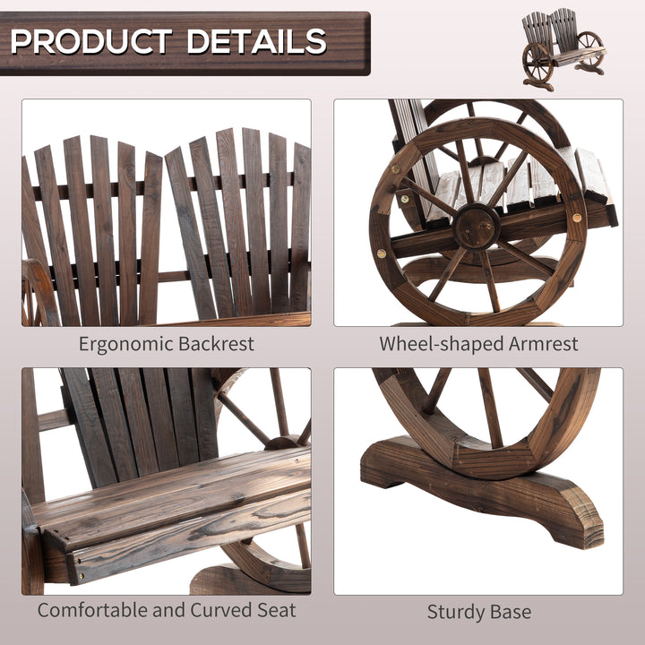 Fir Logs Love Seats with Wheel-Shaped Armrests, Large Load-Bearing Chair, Natural Wood Grain