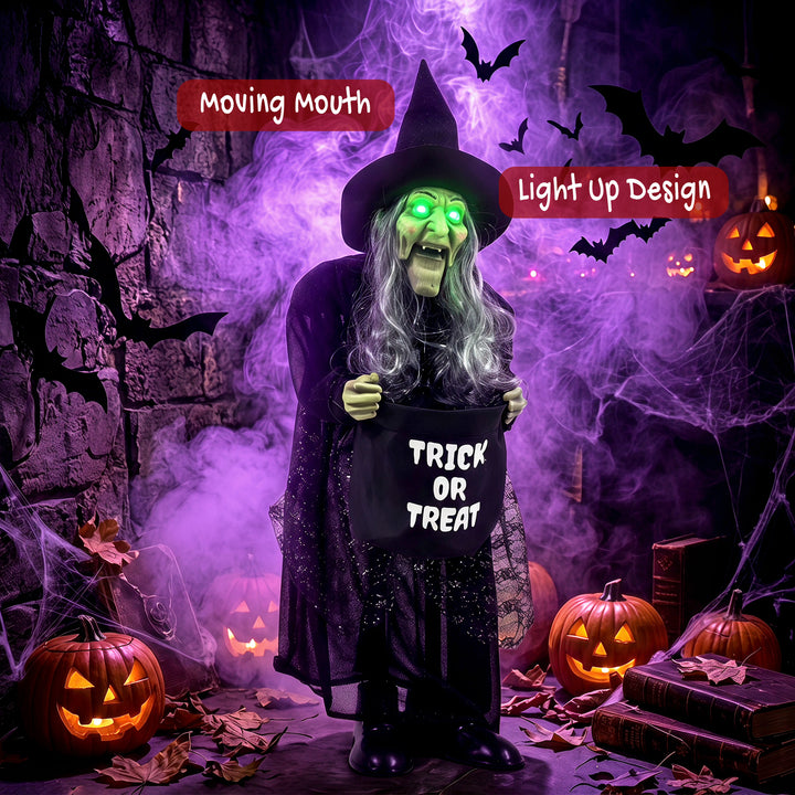 94cm Animated Witch Halloween Decoration, Scary Halloween Animatronics