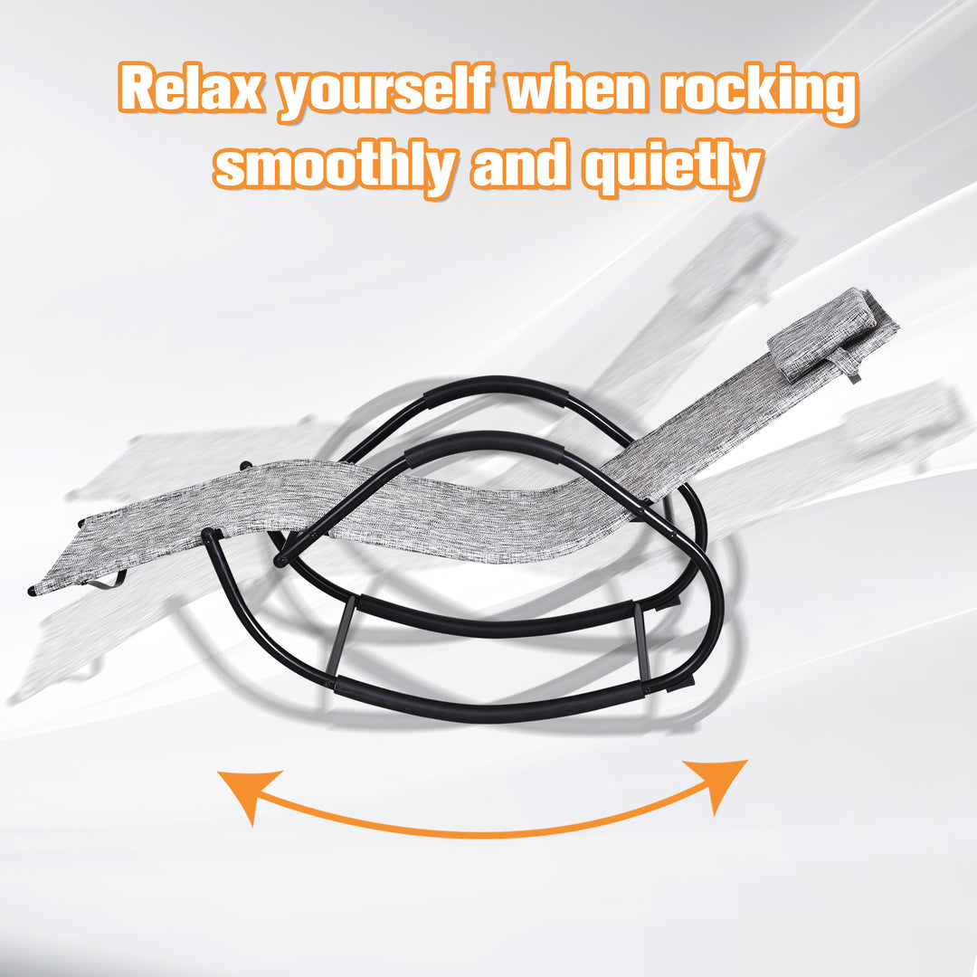 MCL Steel Frame Zero Gravity Rocking Lounge Chair w/ Pillow Grey