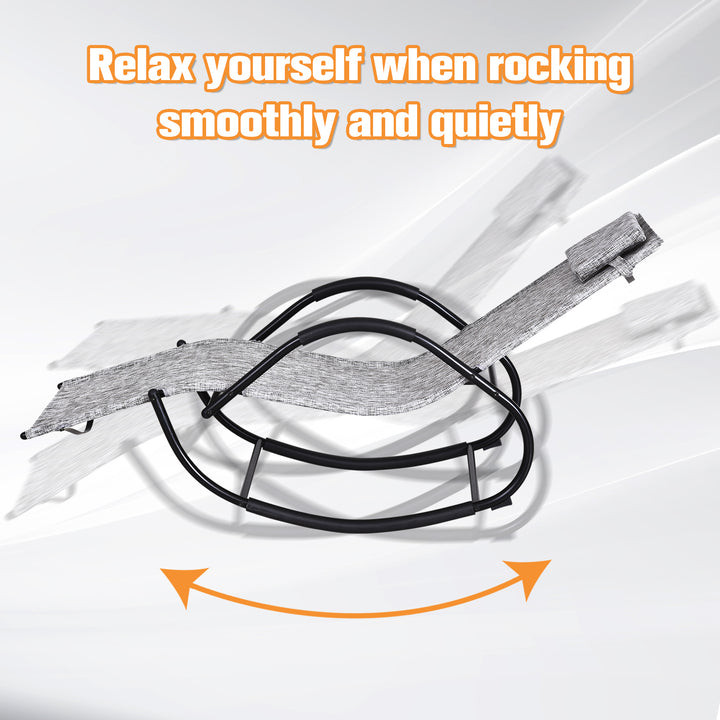 MCL Steel Frame Zero Gravity Rocking Lounge Chair w/ Pillow Grey