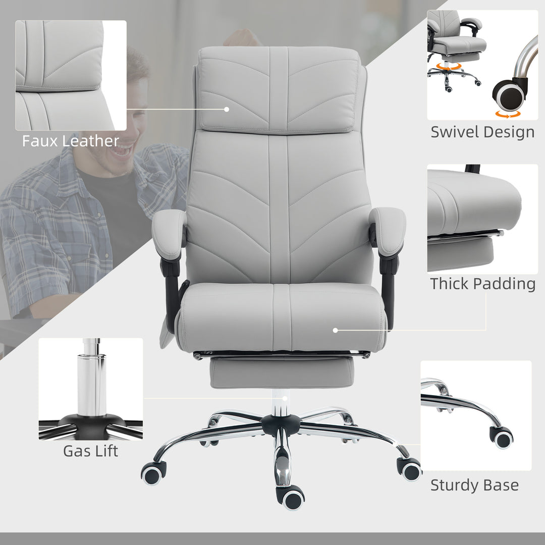 Faux Leather Massage Office Chair - Light Grey