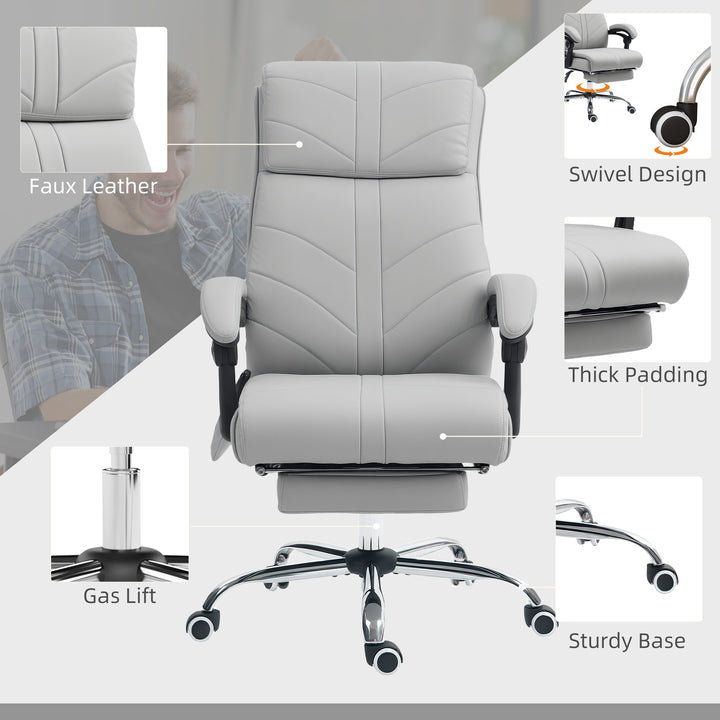 Faux Leather Massage Office Chair - Light Grey