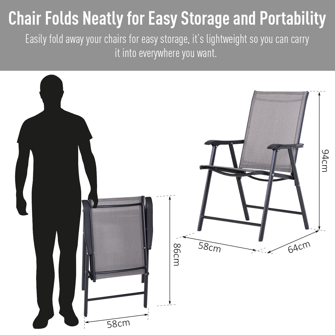 Set of Four Folding Garden Chairs - Grey