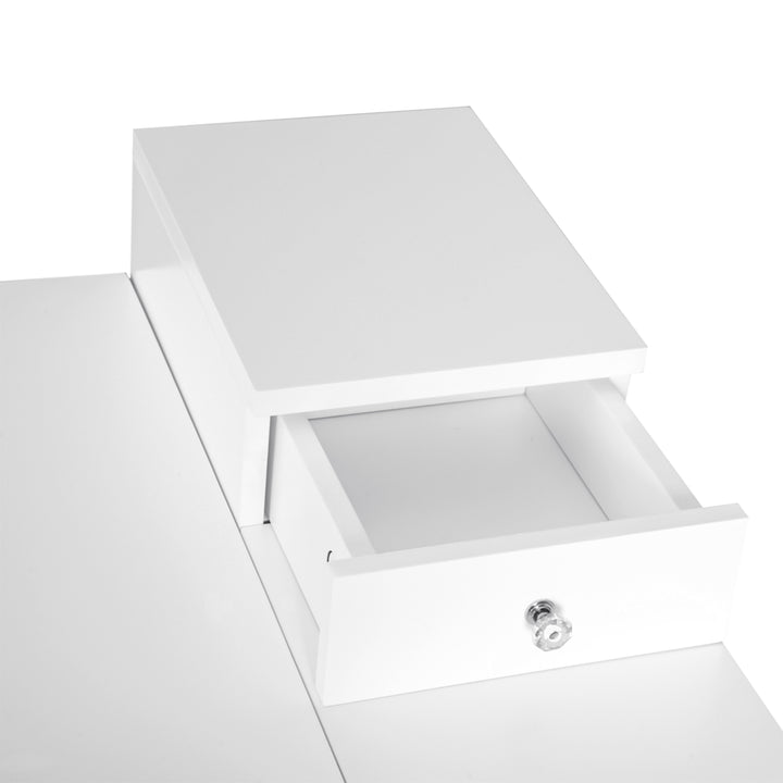 Dressing Table with Flip-up Mirror, Makeup Desk with 2 Drawers, Vanity Table Writing Desk for Bedroom Living Room, White