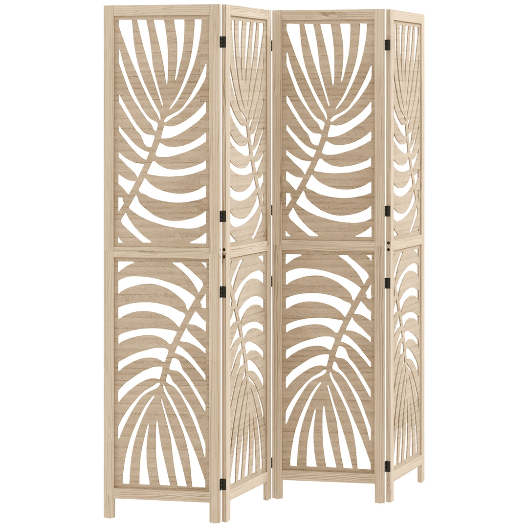4 Panel Privacy Screens, Detachable Folding Room Divider with Palm Lea