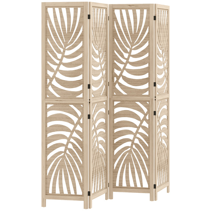 4 Panel Privacy Screens, Detachable Folding Room Divider with Palm Lea