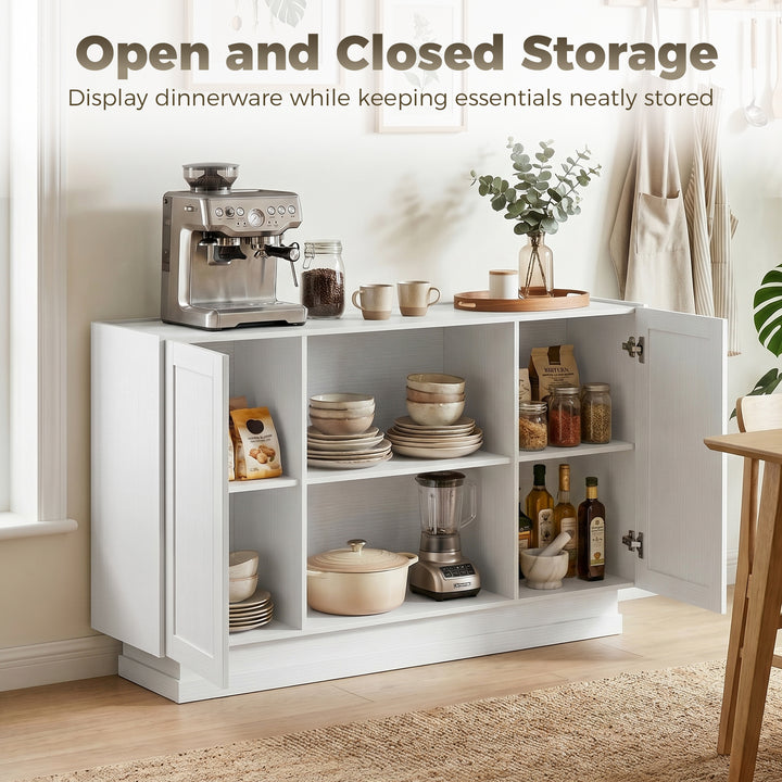 Sideboard Buffet Cabinet, 133 cm Storage Cabinet with 2 Open Shelves, 
