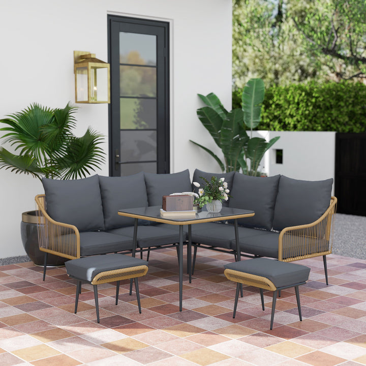 Six-Piece Rattan Strong Garden Sofa Set