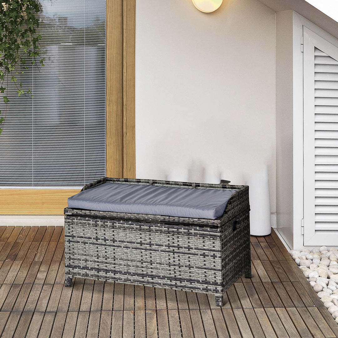 MCL 130 L Rattan Garden Storage Box, with Seat - Mixed Grey