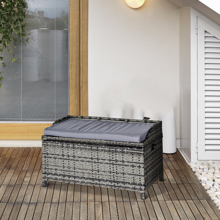 MCL 130 L Rattan Garden Storage Box, with Seat - Mixed Grey