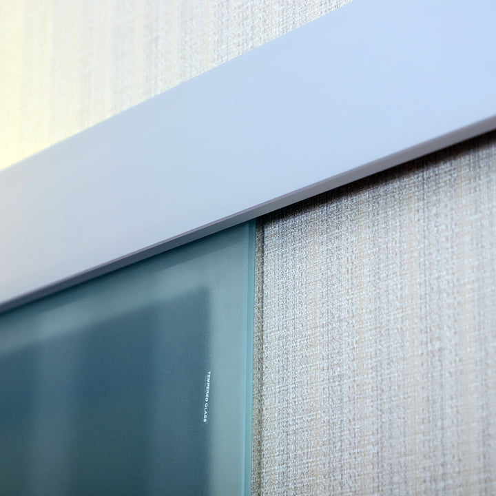 90cm Modern Sliding Door Set Kit w/ Frosted Glass Door Aluminium Rail Opaque Home Decoration DIY Office Style