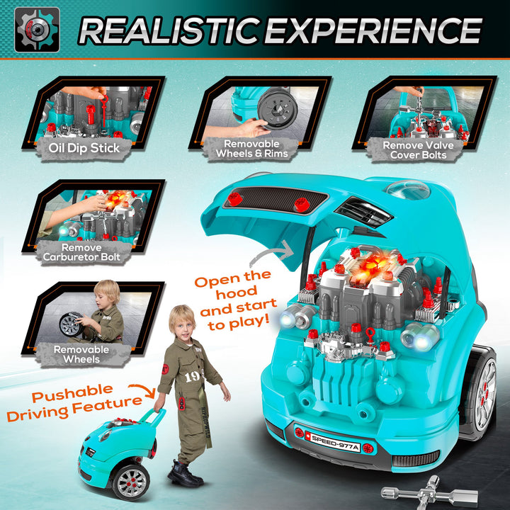 MCL Kids Truck Engine Toy Set, with Horn, Light, Car Key, for Ages 3-5 Years - Teal