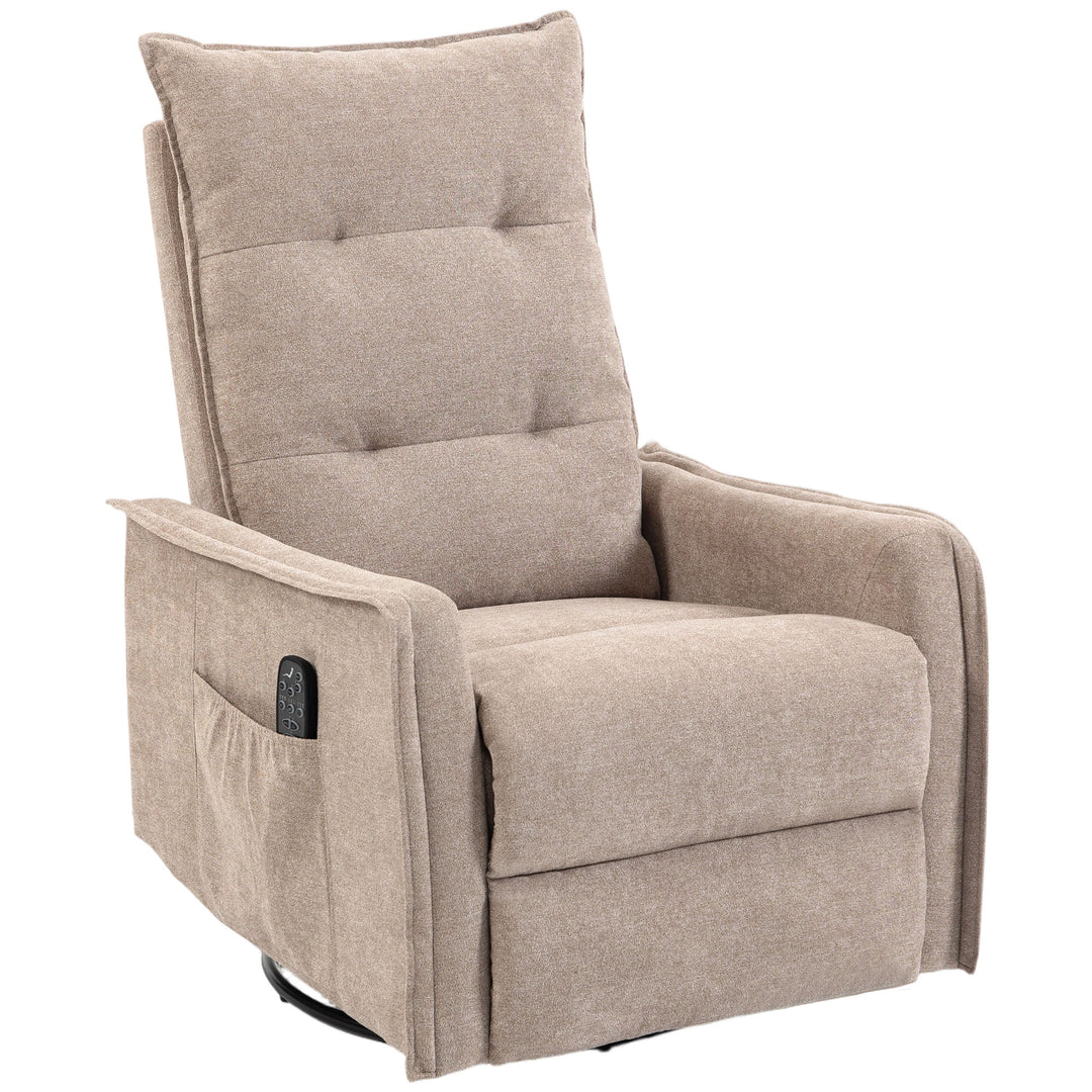 Recliner Armchair, Chenille Recliner Chair with Massage and Heat, 360° Swivel Rocking Manual Recliner - Brown